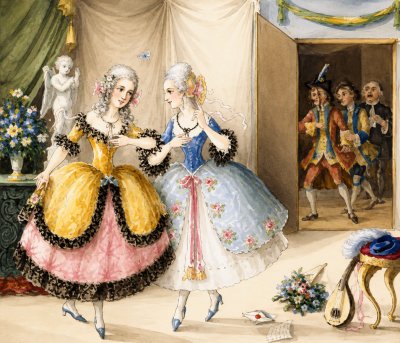 Characters from 'Cosi fan tutte' by Mozart, 1840
