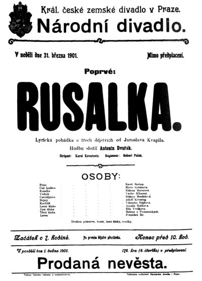 Antonín Dvořák's "Rusalka" premiered at the National Theater in Prague.
