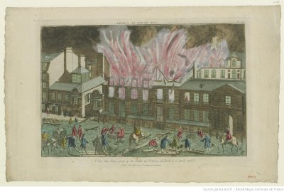 A fire destroyed the Palais-Royal theatre used by the Paris Opéra, killing two people.